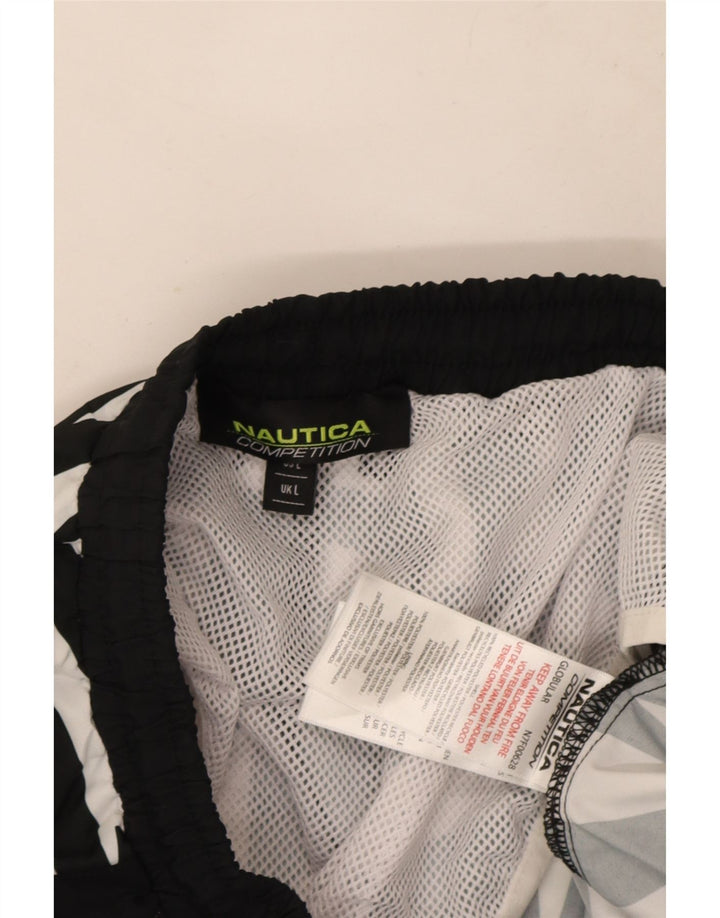 Nautica Mens Swimming Shorts Large Black Geometric Polyester