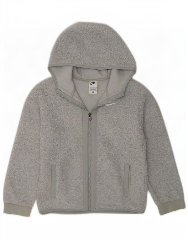 Nike Boys Hooded Fleece Jacket 11-12 Years Medium Grey Polyester