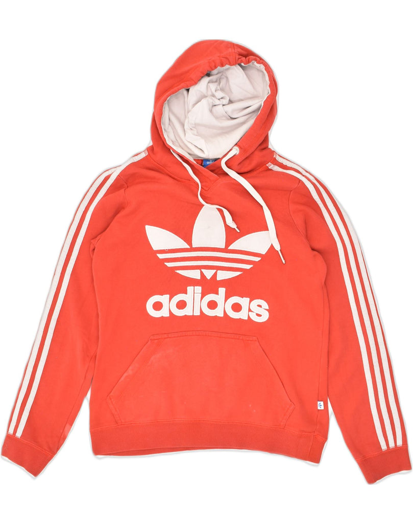 ADIDAS Womens Graphic Hoodie Jumper UK 12 Medium Red Cotton | Vintage Adidas | Thrift | Second-Hand Adidas | Used Clothing | Messina Hembry 