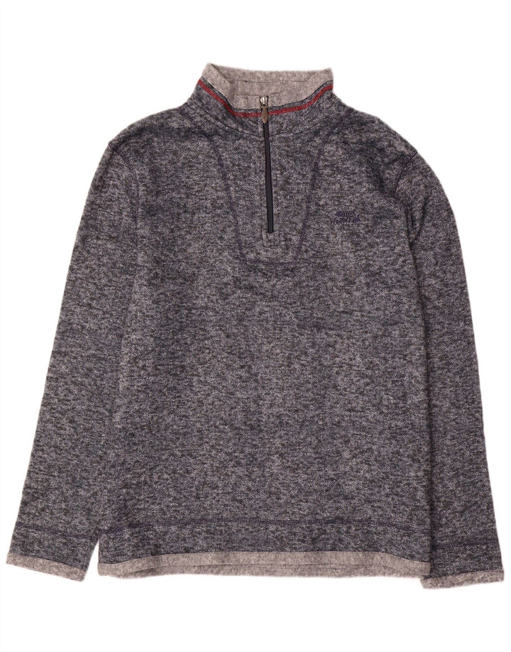 Weird Fish Mens Zip Neck Sweatshirt Jumper XL Navy Blue Flecked Polyester