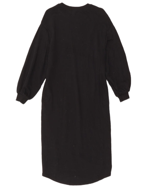 Zara Womens Long Sleeve Jumper Dress UK 10 Small Black Cotton