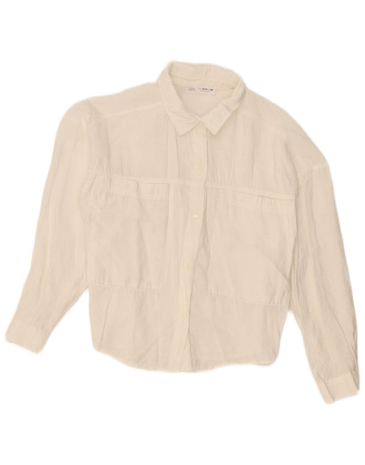 Zara Girls Shirt Blouse 13-14 Years White Modal