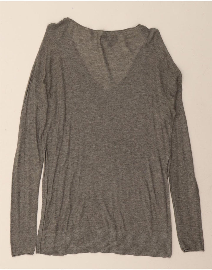 MOSSIMO Womens V-Neck Jumper Sweater UK 14 Medium Grey Nylon Vintage Mossimo and Second-Hand Mossimo from Messina Hembry 