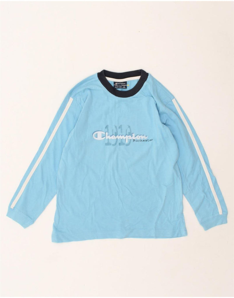 CHAMPION Boys Graphic Top Long Sleeve 7-8 Years Small Blue Cotton | Vintage Champion | Thrift | Second-Hand Champion | Used Clothing | Messina Hembry 