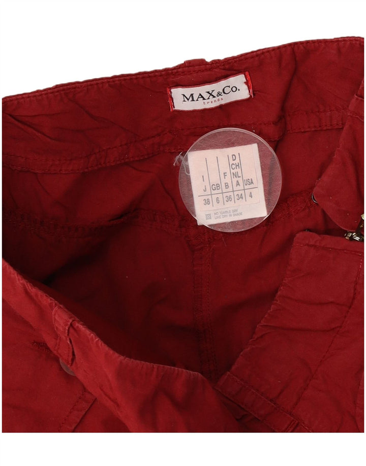 Max & Co. Womens Midi Skirt UK 6 Small W26 Red Cotton