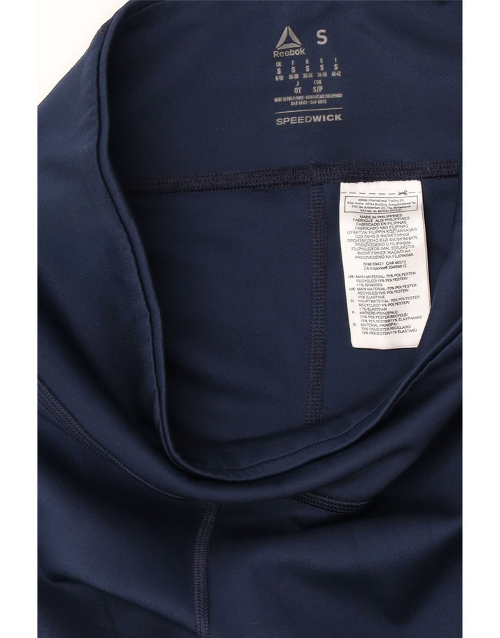 REEBOK Womens Leggings UK 8/10 Small  Navy Blue Polyester