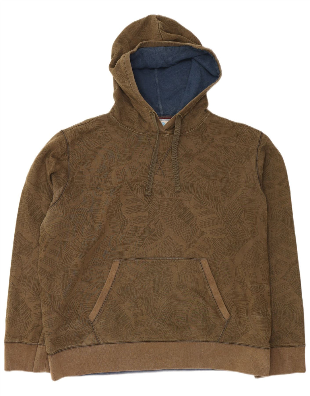 Fat Face Mens Abstract Pattern Hoodie Jumper 2XL Khaki Cotton