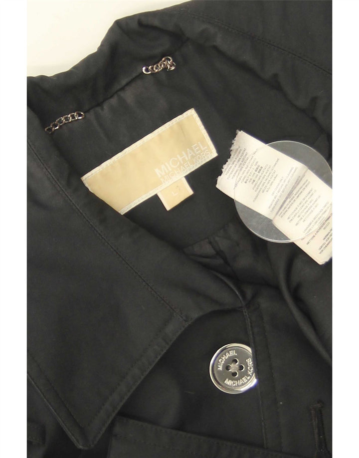 Michael Kors Womens Short Double Breasted Trench Coat UK 16 Large Black