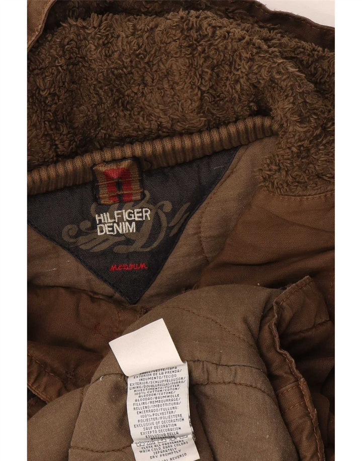 Tommy Hilfiger Mens Hooded Parka Jacket UK 38 Medium Brown Cotton
