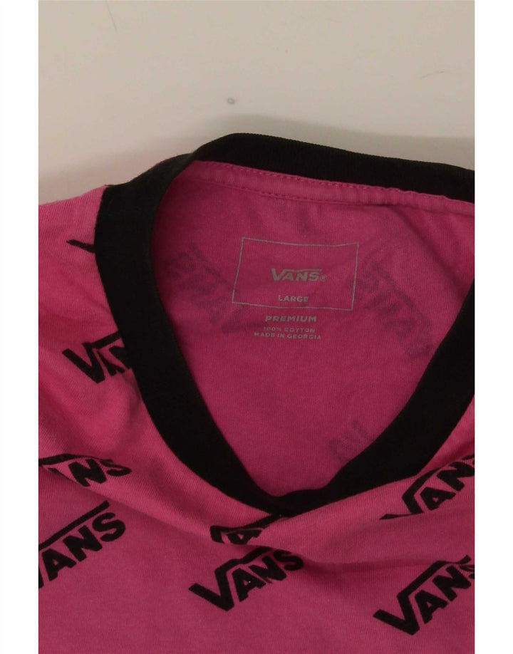 Vans Mens Graphic T-Shirt Top Large Pink Cotton