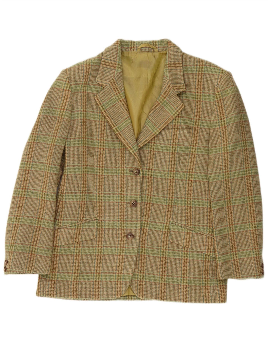 Henry Cottons Womens 3 Button Blazer Jacket IT 44 Medium Green Houndstooth