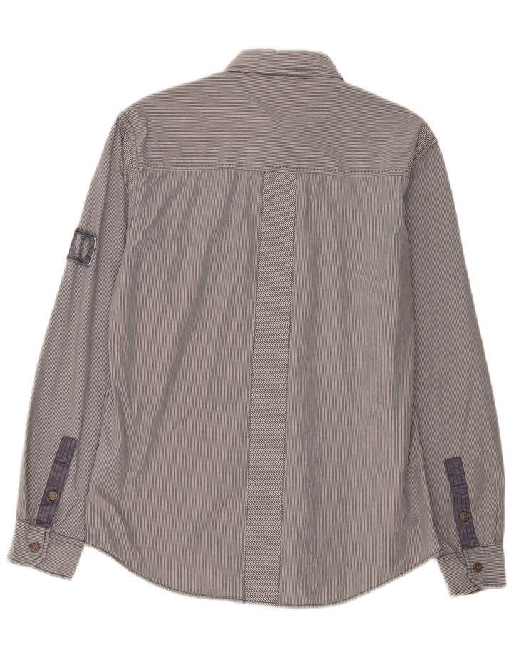 Wrangler Mens Shirt Medium Grey Pinstripe Cotton