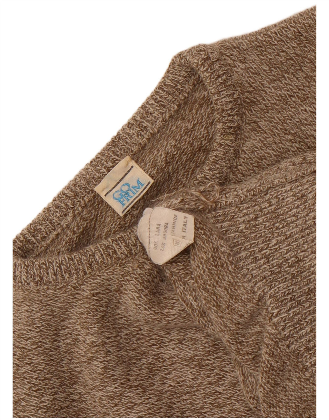 Vintage Womens Crew Neck Jumper Sweater UK 14 Medium Brown Wool