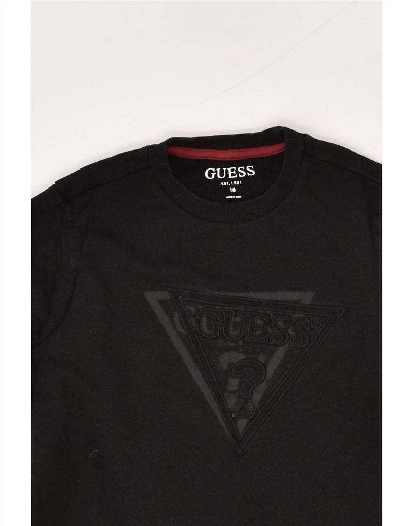 GUESS Boys Graphic Sweatshirt Jumper 9-10 Years Black Cotton | Vintage Guess | Thrift | Second-Hand Guess | Used Clothing | Messina Hembry 