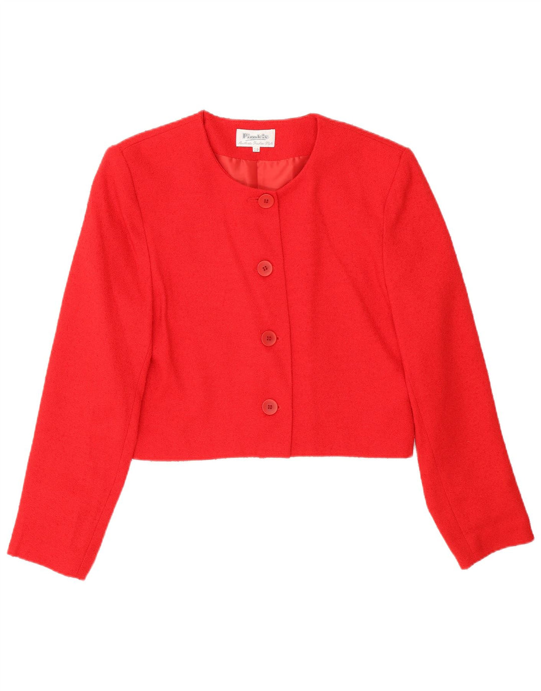 Pimkie Womens Crop 4 Button Blazer Jacket EU 36 Small Red Viscose