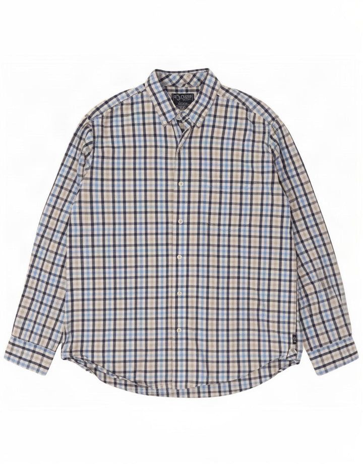 Chaps Mens Shirt Large Blue Check Cotton