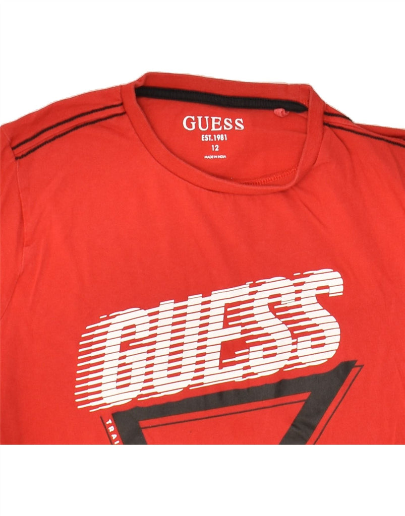 GUESS Boys Graphic Top Long Sleeve 11-12 Years Red Cotton | Vintage Guess | Thrift | Second-Hand Guess | Used Clothing | Messina Hembry 