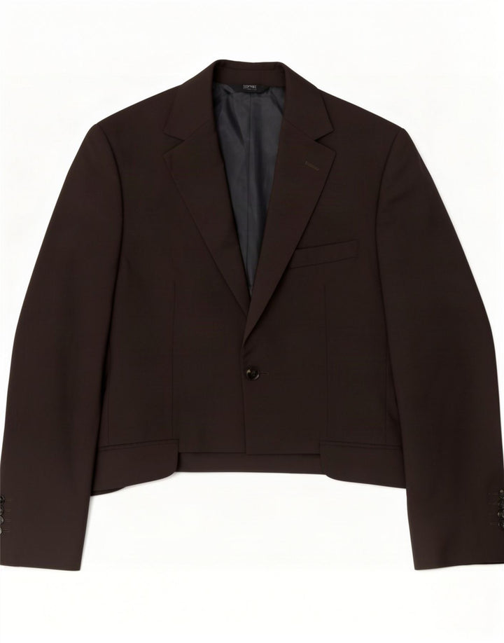 Esprit Mens 1 Button Blazer Jacket UK 34 XS Brown Wool