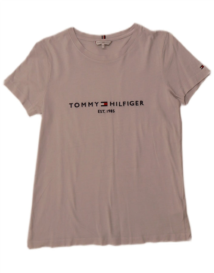 TOMMY HILFIGER Womens Graphic T-Shirt Top UK 6 XS Grey Cotton