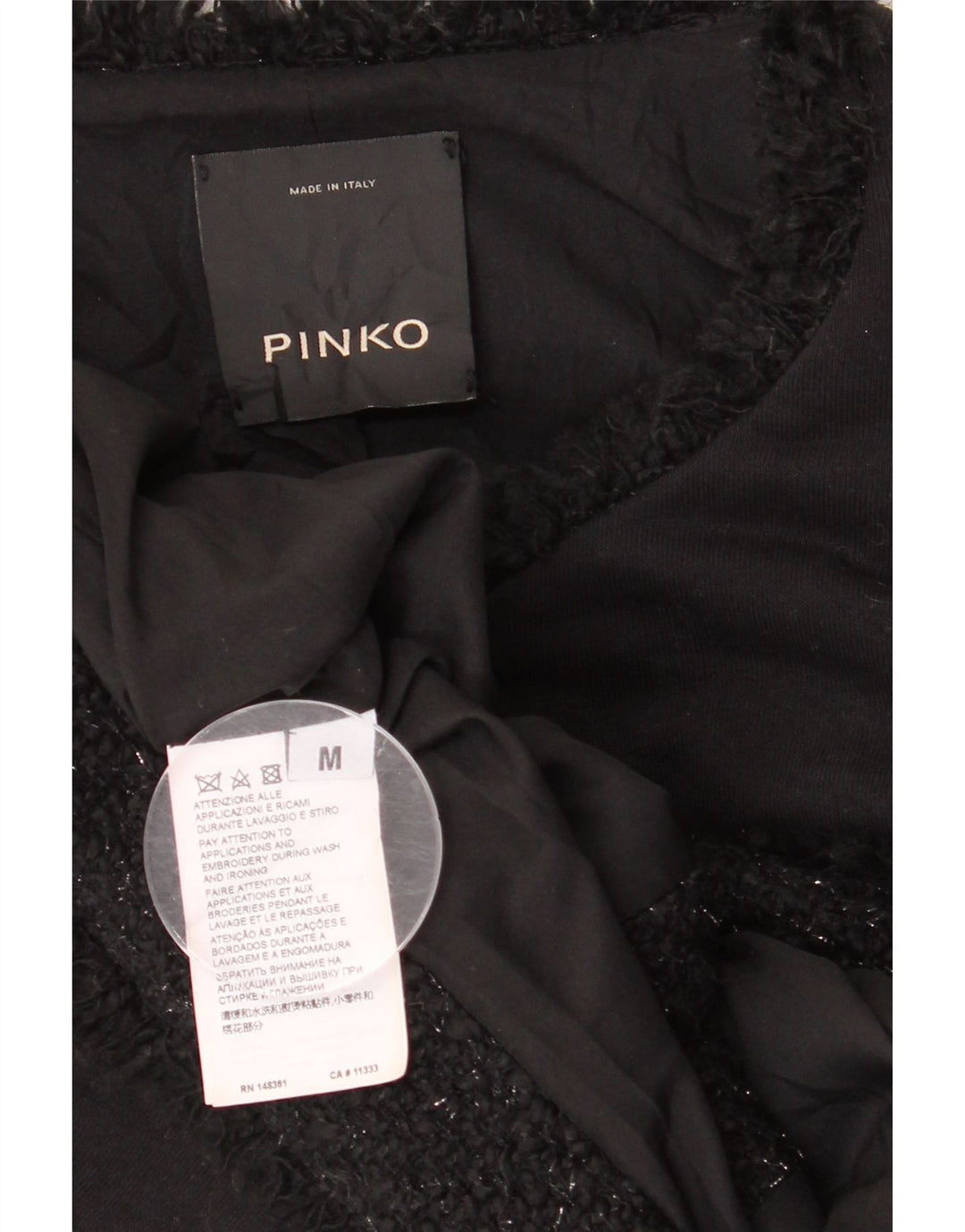 Pinko Womens 3 Button Blazer Jacket UK 12 Medium Black Cotton