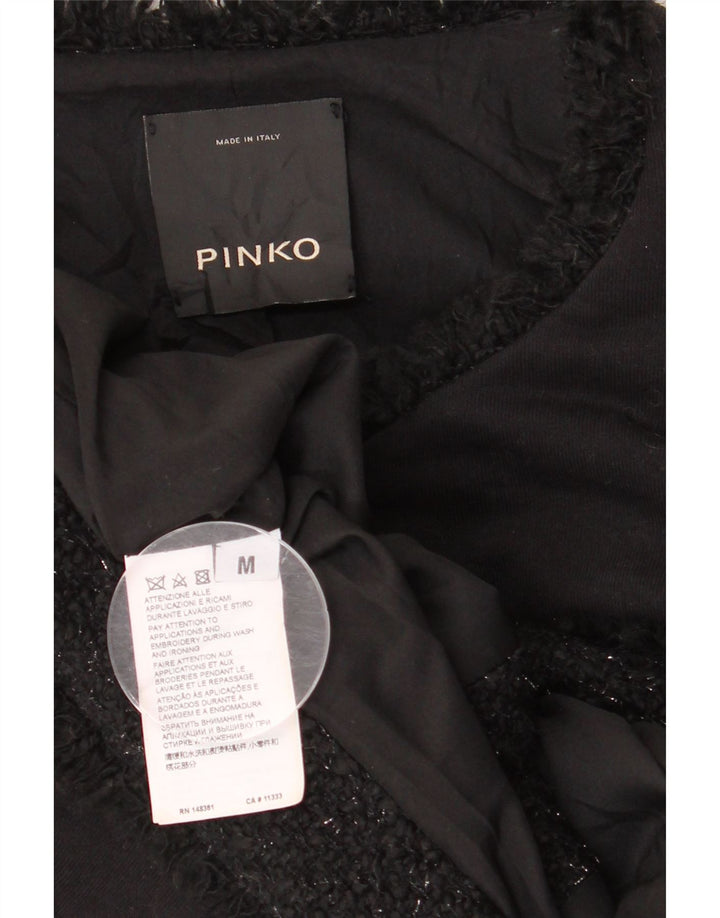 Pinko Womens 3 Button Blazer Jacket UK 12 Medium Black Cotton