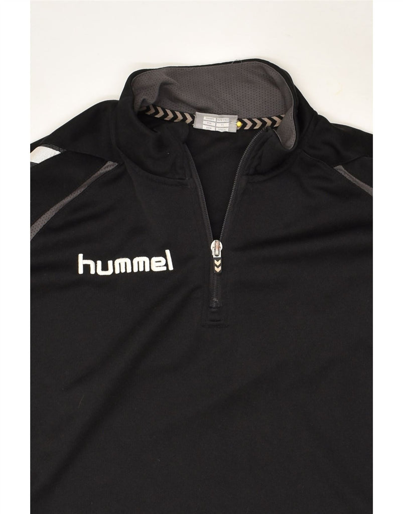 HUMMEL Boys Graphic Pullover Tracksuit Top 14-15 Years Black Polyester | Vintage Hummel | Thrift | Second-Hand Hummel | Used Clothing | Messina Hembry 
