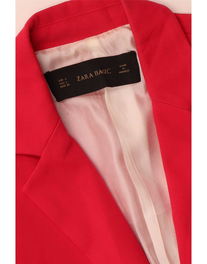 Zara Womens 1 Button Blazer Jacket UK 14 Large Pink Polyester