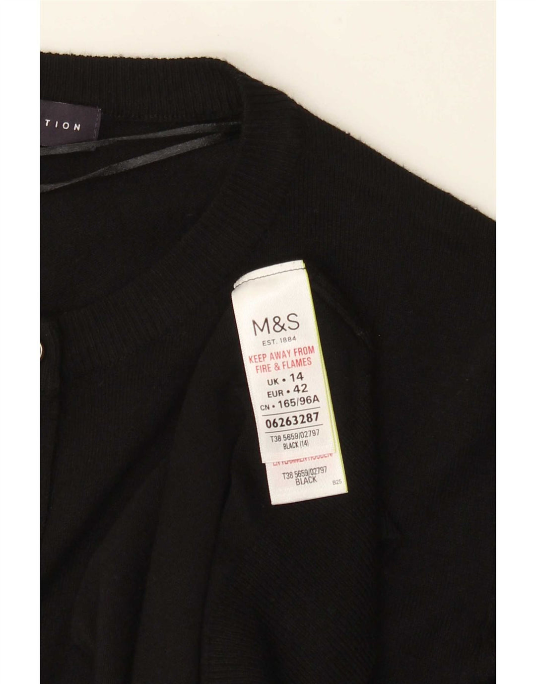Marks & Spencer Womens Cardigan Sweater UK 14 Large Black Viscose