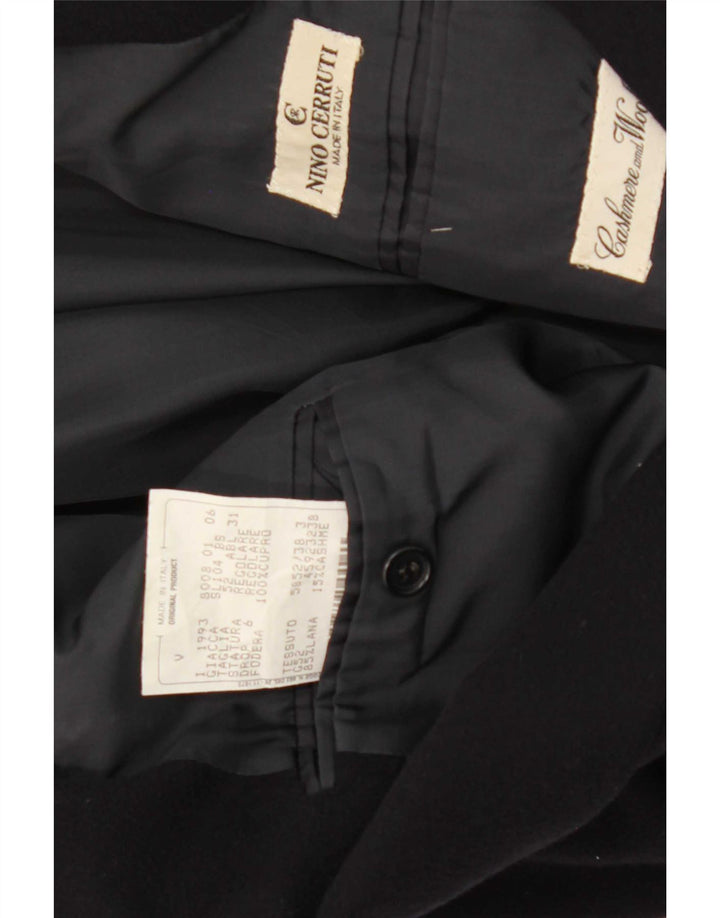 Nino Cerruti Mens Double Breasted Blazer Jacket IT 52 XL Black Wool