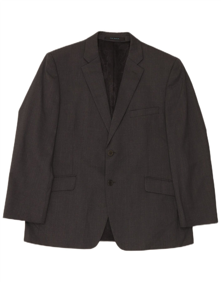 Ted Baker Mens Stretch 2 Button 2 Piece Suit UK 42 XL W36 L30 Grey Wool