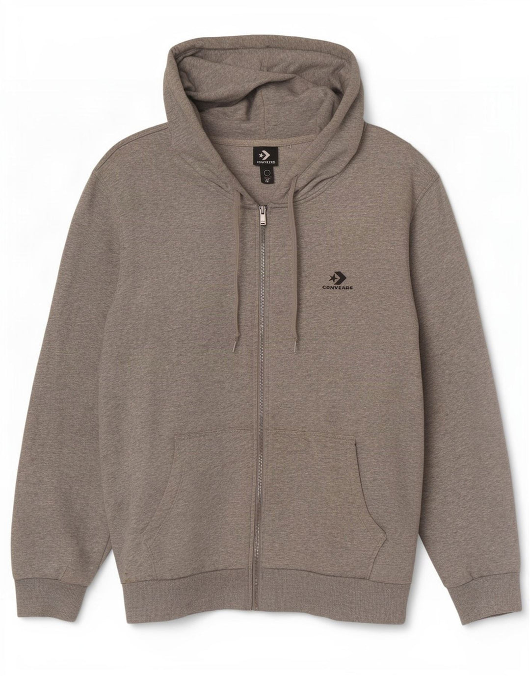 Converse Mens Zip Hoodie Sweater Large Grey Cotton