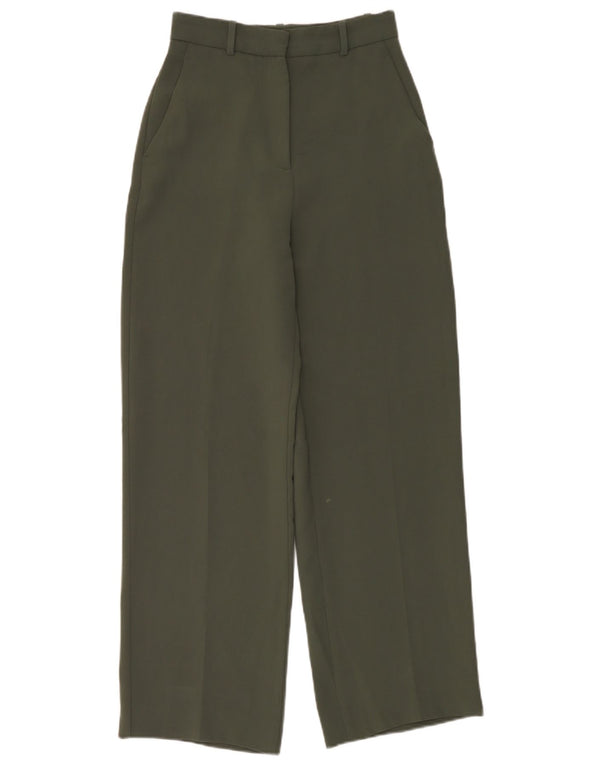 Zara Womens High Waist Straight Chino Trousers XS W24 L30 Green