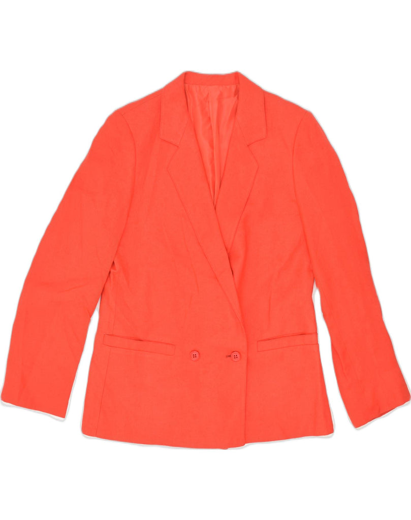 VINTAGE Womens Double Breasted Blazer Jacket UK 14 Large Orange Cotton | Vintage Vintage | Thrift | Second-Hand Vintage | Used Clothing | Messina Hembry 