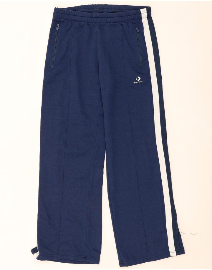 CONVERSE Womens Tracksuit Trousers UK 12 Medium  Navy Blue Colourblock