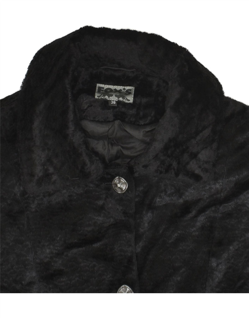 FOX'S Womens Faux Fur Jacket EU 38 Medium Black Acetate Vintage Fox's and Second-Hand Fox's from Messina Hembry 