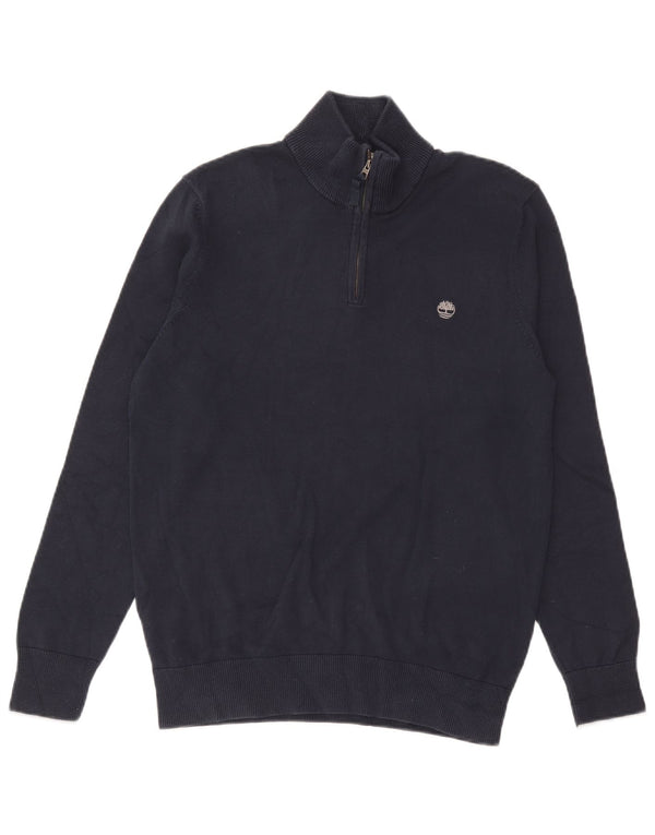 Timberland Mens Zip Neck Jumper Sweater Medium Navy Blue