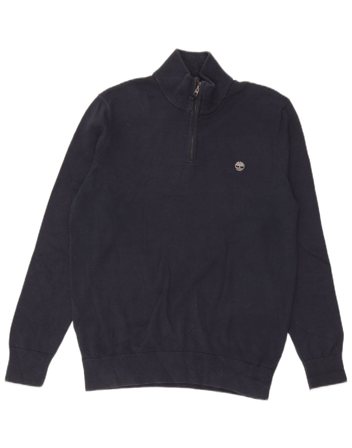 Timberland Mens Zip Neck Jumper Sweater Medium Navy Blue