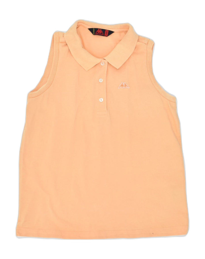 KAPPA Womens Sleeveless Polo Shirt UK 14 Large Orange Cotton | Vintage | Thrift | Second-Hand | Used Clothing | Messina Hembry 