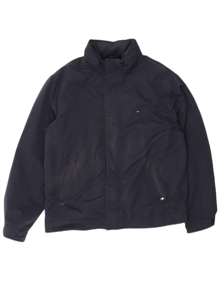 Tommy Hilfiger Mens Bomber Jacket UK 42 XL Navy Blue Polyester