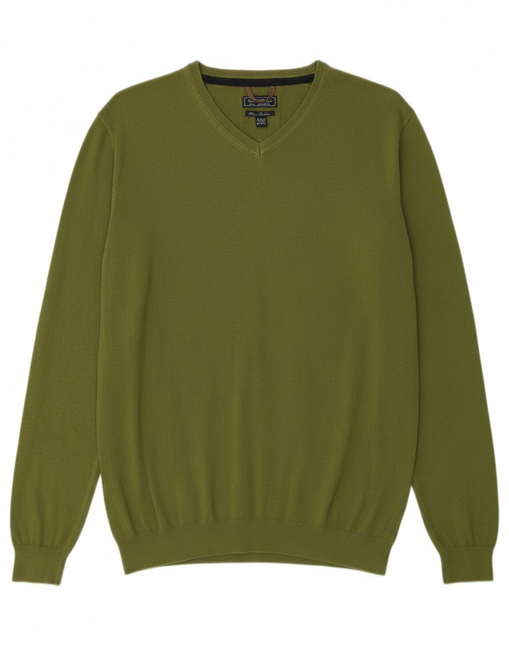 MASSIMO DUTTI Boys V-Neck Jumper Sweater 15-16 Years Green Cotton Vintage Massimo Dutti and Second-Hand Massimo Dutti from Messina Hembry 