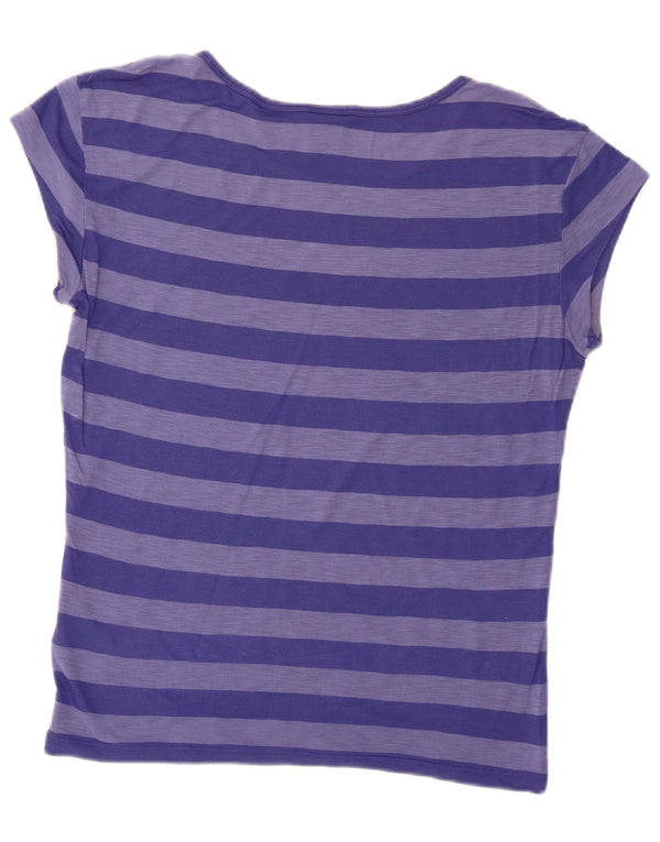 Nike Womens T-Shirt Top UK 10 Small Purple Striped Rayon