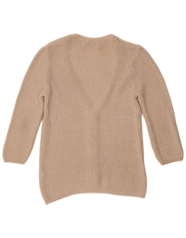 ZARA Womens 3/4 Sleeve Cardigan Sweater UK 12 Medium Beige
