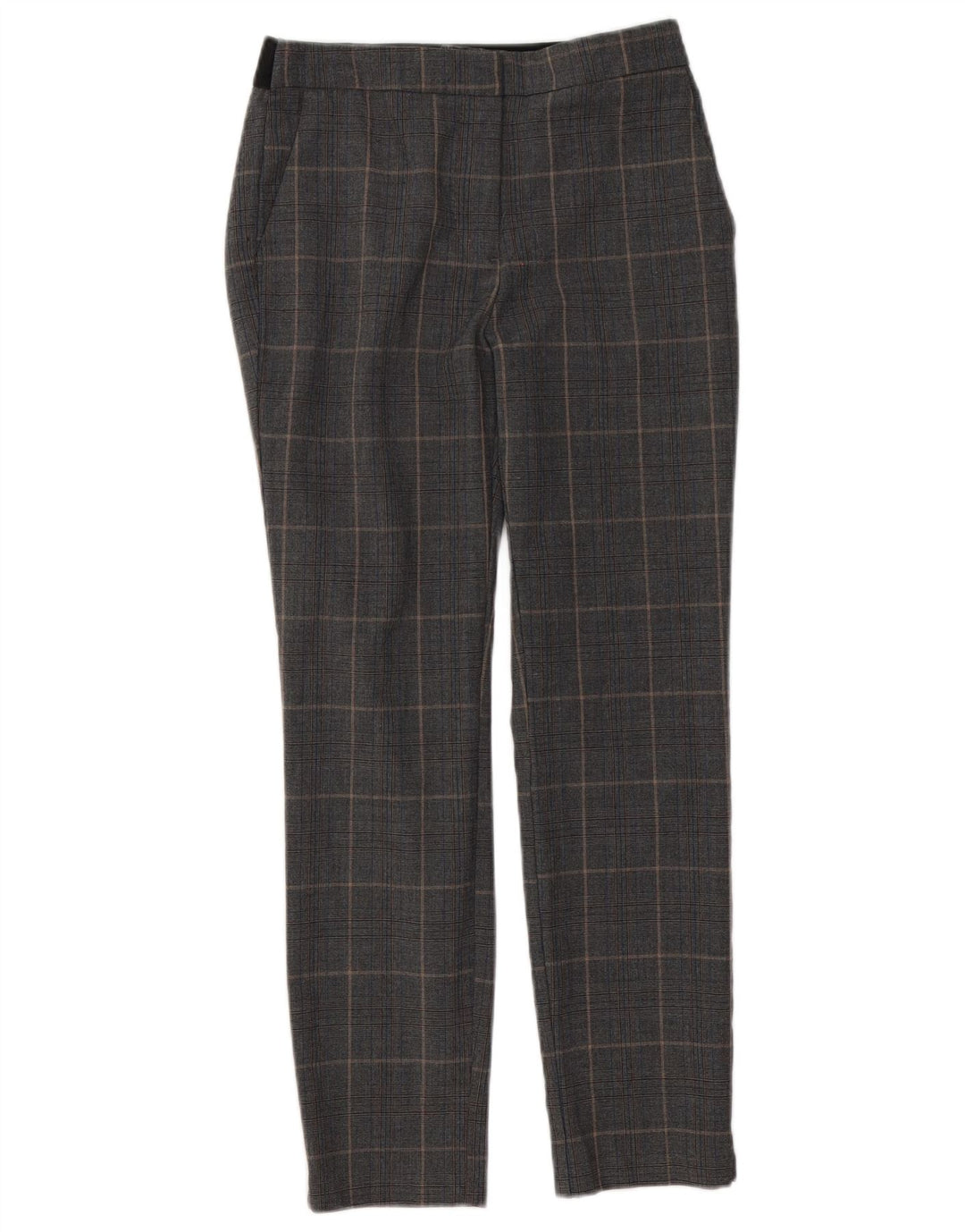 Zara Womens Slim Chino Trousers Medium W28 L26 Grey Check Polyester
