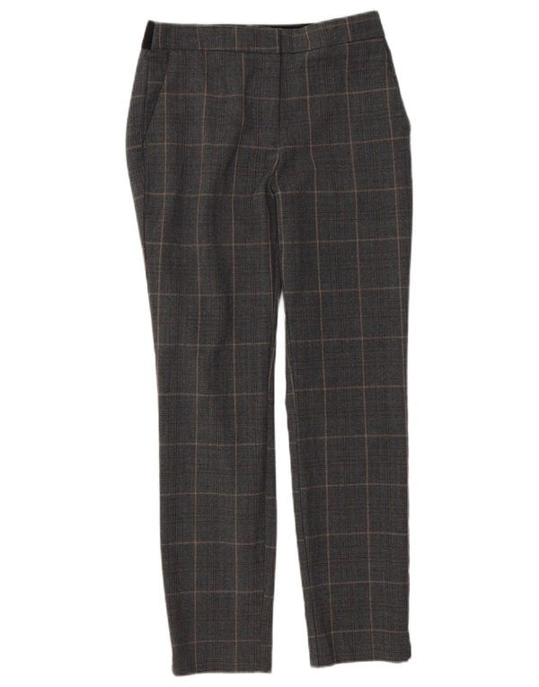 Zara Womens Slim Chino Trousers Medium W28 L26 Grey Check Polyester