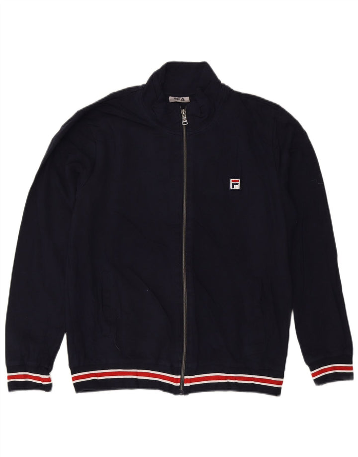 Fila Mens Tracksuit Top Jacket Medium Navy Blue Colourblock Cotton
