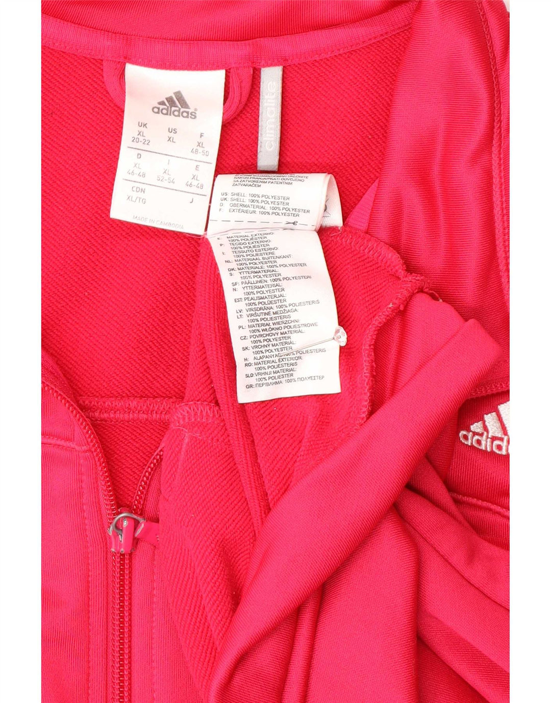 Adidas Womens Climalite Tracksuit Top Jacket UK 20/22 XL Pink Polyester