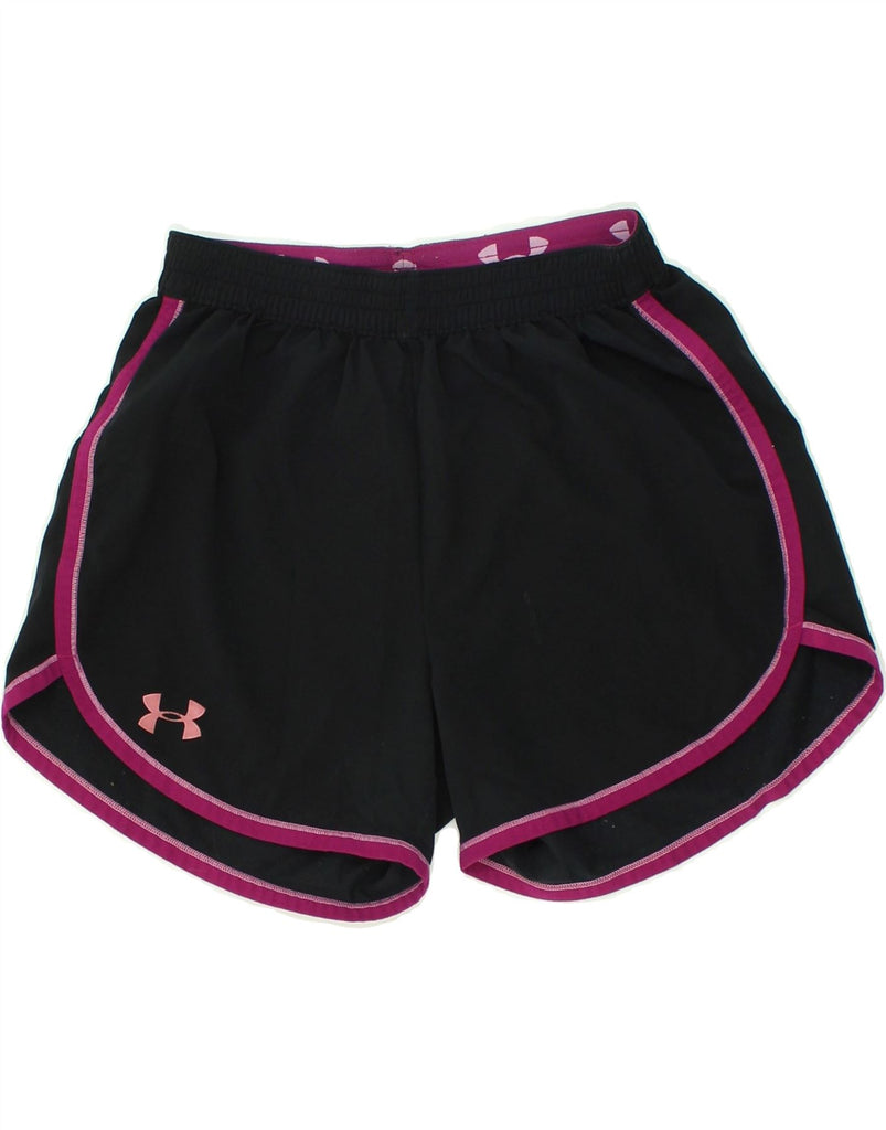 UNDER ARMOUR Womens Sport Shorts UK 10 Small Black Polyester | Vintage Under Armour | Thrift | Second-Hand Under Armour | Used Clothing | Messina Hembry 