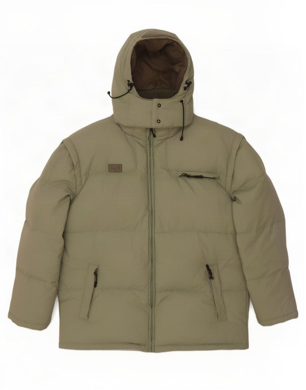 Fila Mens Hooded Padded Jacket UK 44 2XL Khaki Colourblock Polyamide