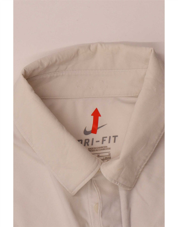 Nike Mens Dri Fit Polo Shirt UK 38/40 Medium White Colourblock Polyester