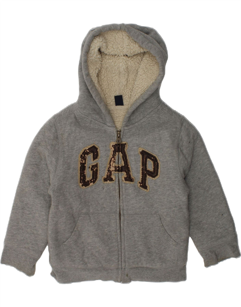 GAP Boys Graphic Sherpa Zip Hoodie Sweater 2-3 Years Grey Cotton | Vintage Gap | Thrift | Second-Hand Gap | Used Clothing | Messina Hembry 